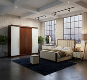 Glory Bedroom: White & Brown Elegance by [Brand Name] - Vitrine Furniture - Bed Sets