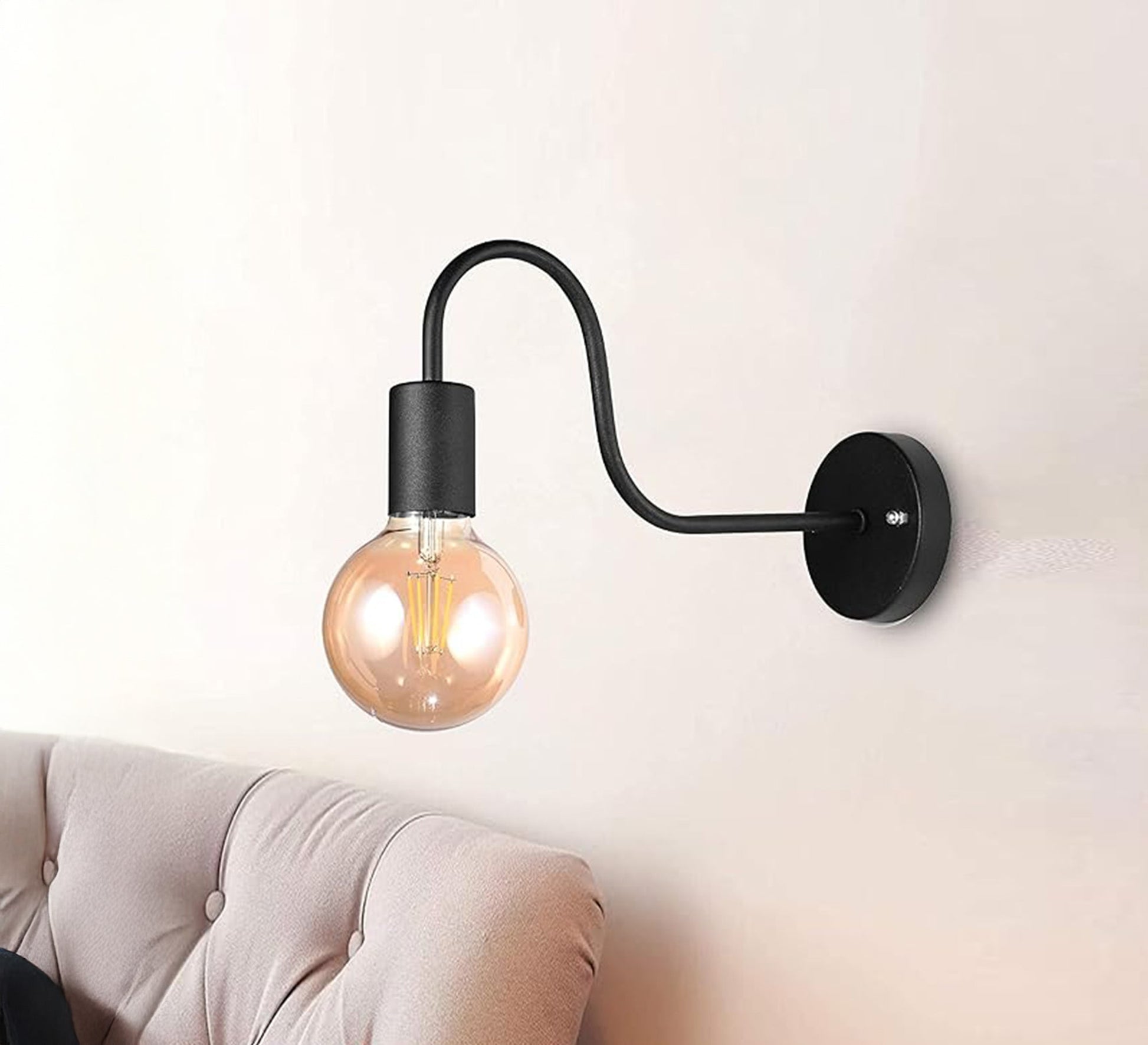 Glossy black gooseneck lampshade - Vitrine Furniture - Lighting