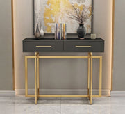 Gold and black console with 2 drawers - Vitrine Furniture - Furniture