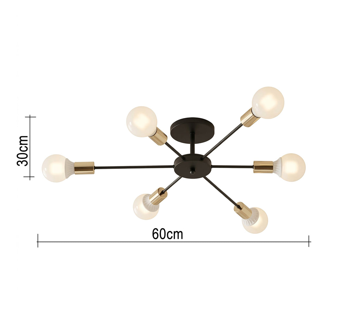 Gold and black semi-flush mount ceiling chandelier - Vitrine Furniture - Ceiling lights