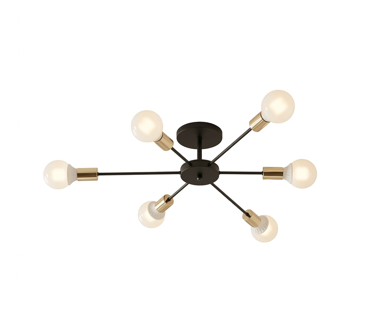 Gold and black semi-flush mount ceiling chandelier - Vitrine Furniture - Ceiling lights