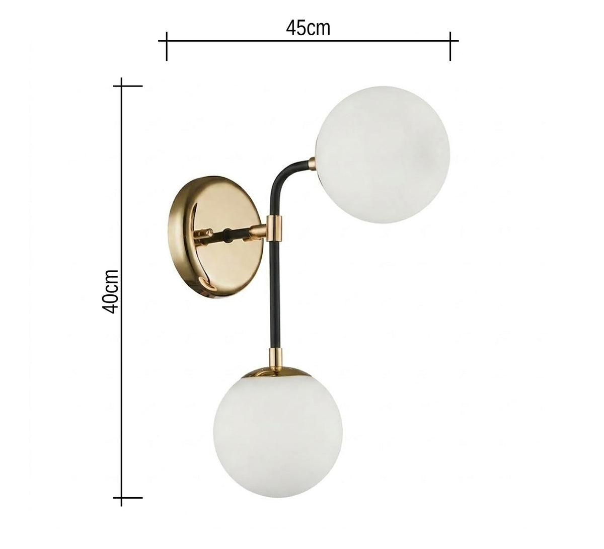 Gold and Black Twin Globe Sconce - Vitrine Furniture - Wall Sconce