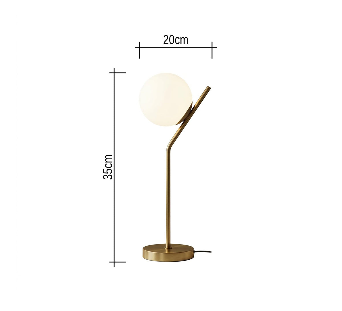 Gold Angled Stem Globe Table Lamp - Vitrine Furniture - Table lamps