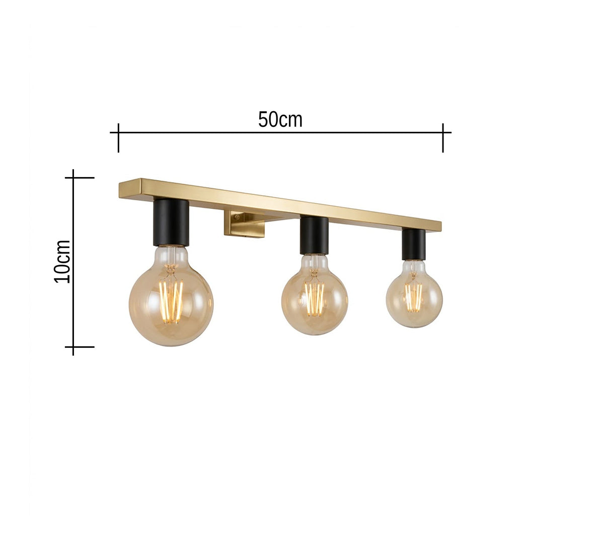 Gold Bar Ceiling Light Black Sockets - Vitrine Furniture - Ceiling lights