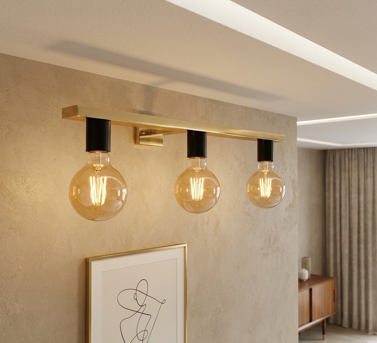 Gold Bar Ceiling Light Black Sockets - Vitrine Furniture - Ceiling lights