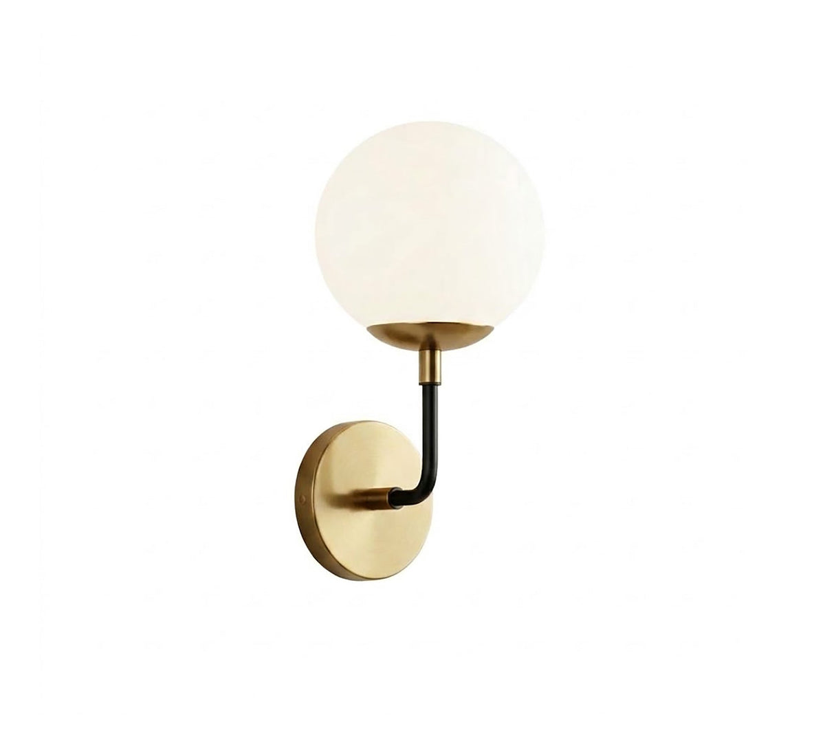 Gold Base Black Arm Globe Sconce - Vitrine Furniture - Wall Sconce