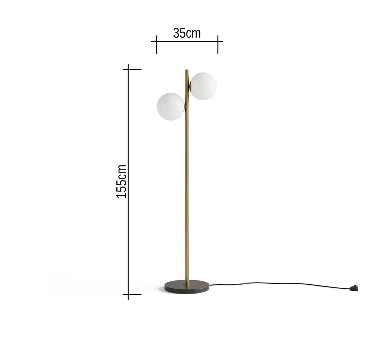 Gold Black Two Globe Floor Lamp - Vitrine Furniture - Floor lamps