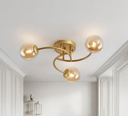 Gold ceiling chandelier with three curved arms - Vitrine Furniture - Ceiling lights