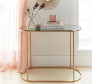 Gold - colored open oval base console - Vitrine Furniture - Furniture