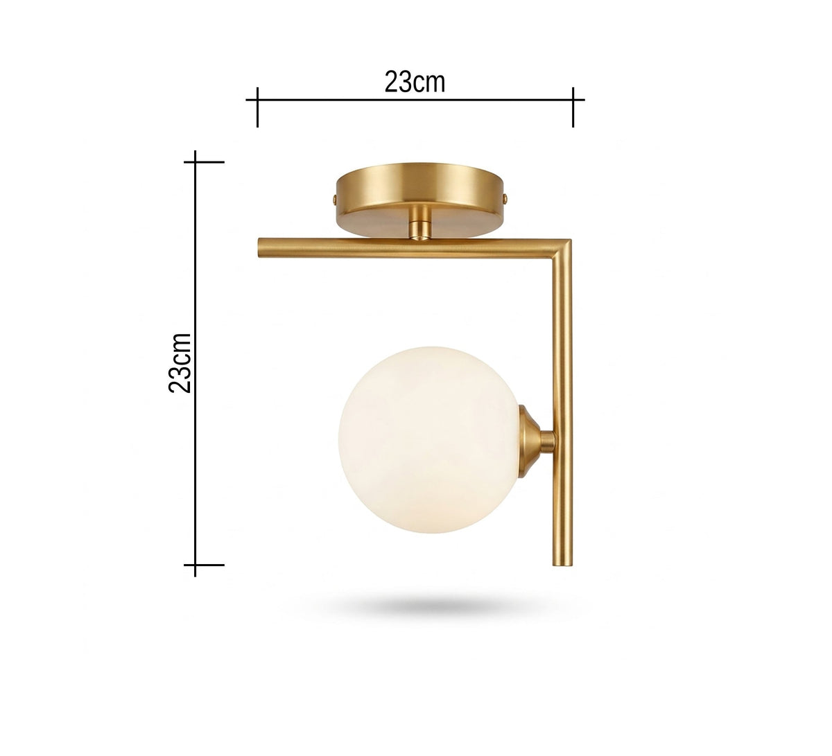 Gold L-Frame Opal Globe Ceiling Light - Vitrine Furniture - Ceiling lights