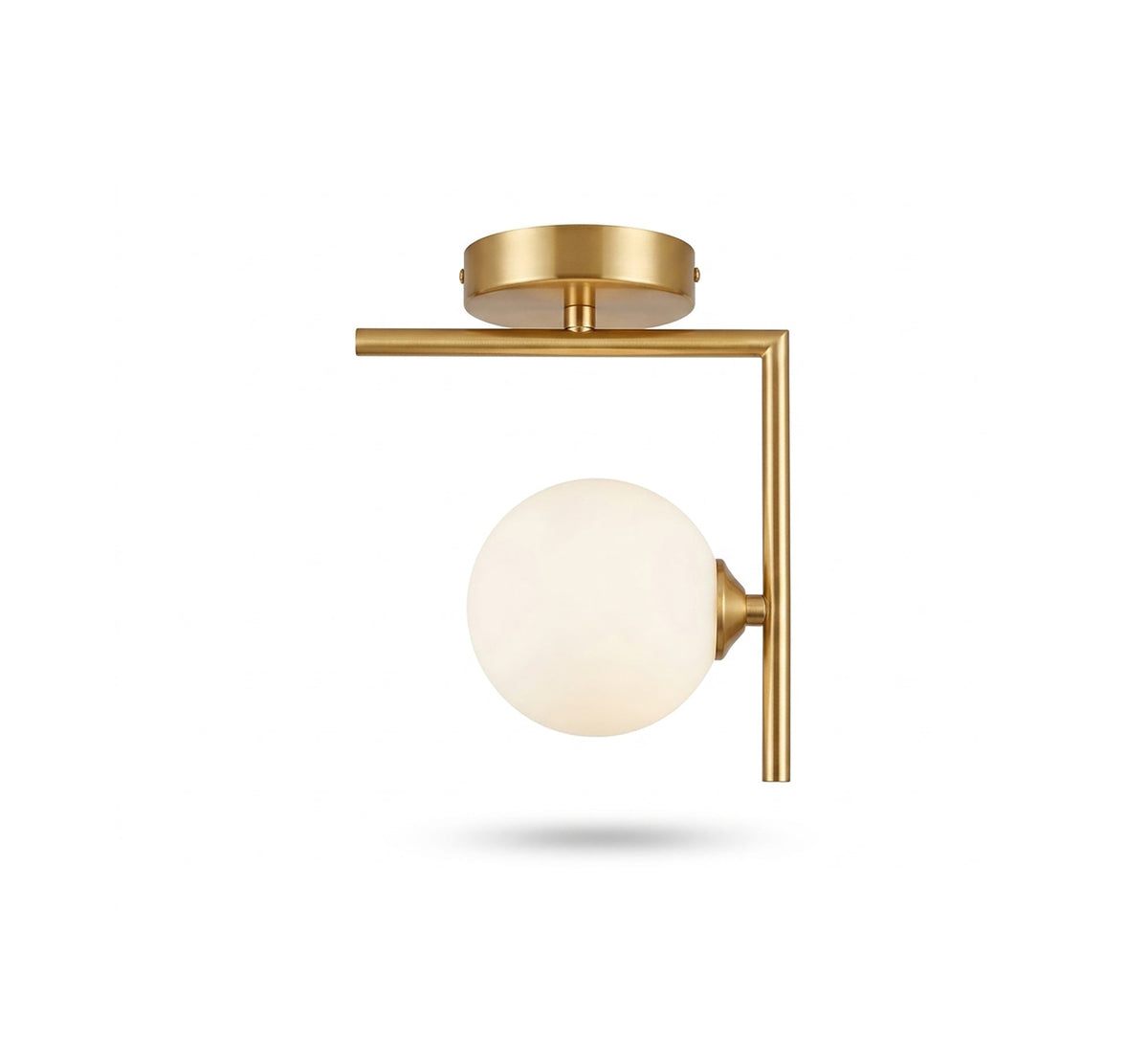 Gold L-Frame Opal Globe Ceiling Light - Vitrine Furniture - Ceiling lights