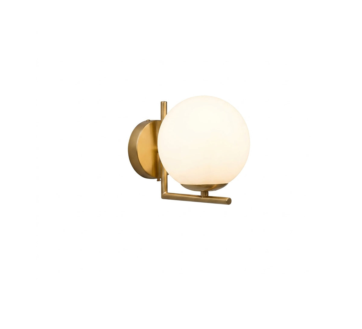 Gold L-Frame Sconce with Large Globe - Vitrine Furniture - Wall Sconce