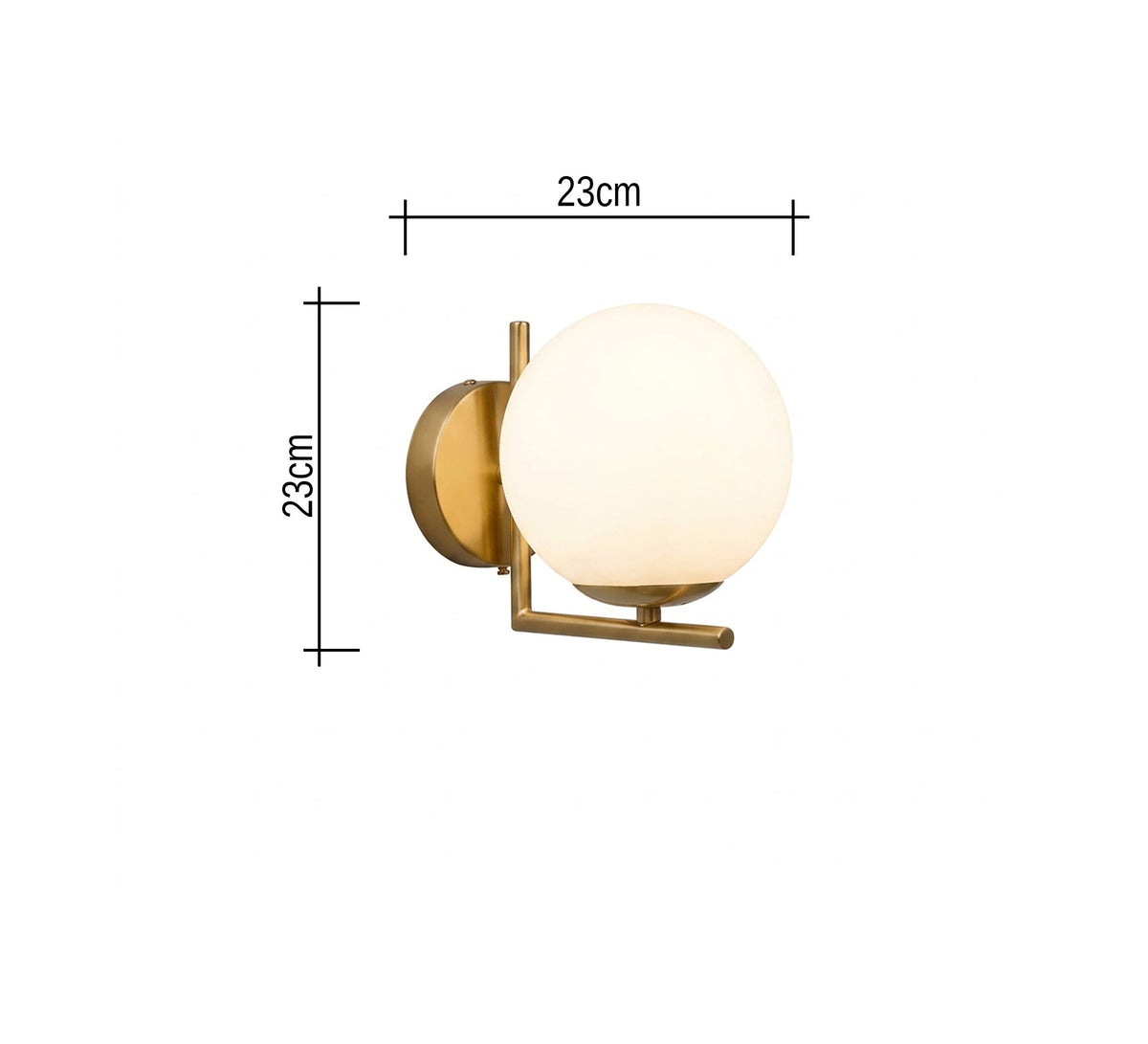 Gold L-Frame Sconce with Large Globe - Vitrine Furniture - Wall Sconce