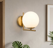Gold L-Frame Sconce with Large Globe - Vitrine Furniture - Wall Sconce