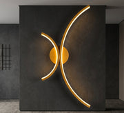Gold LED Double Arc Wall Light - Vitrine Furniture - Wall Sconce