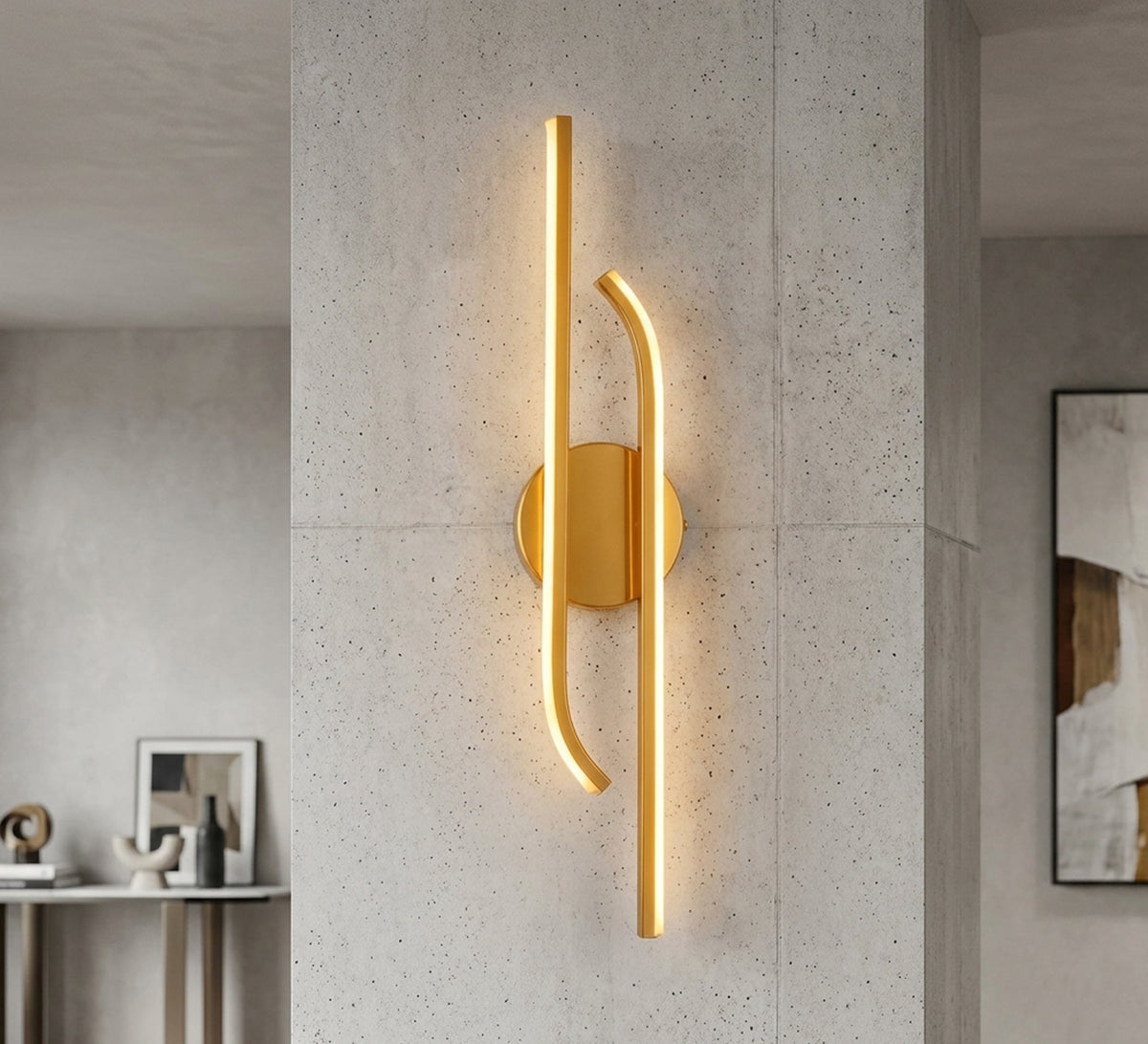 Gold LED Interlocking Lines Wall Light - Vitrine Furniture - Wall Sconce