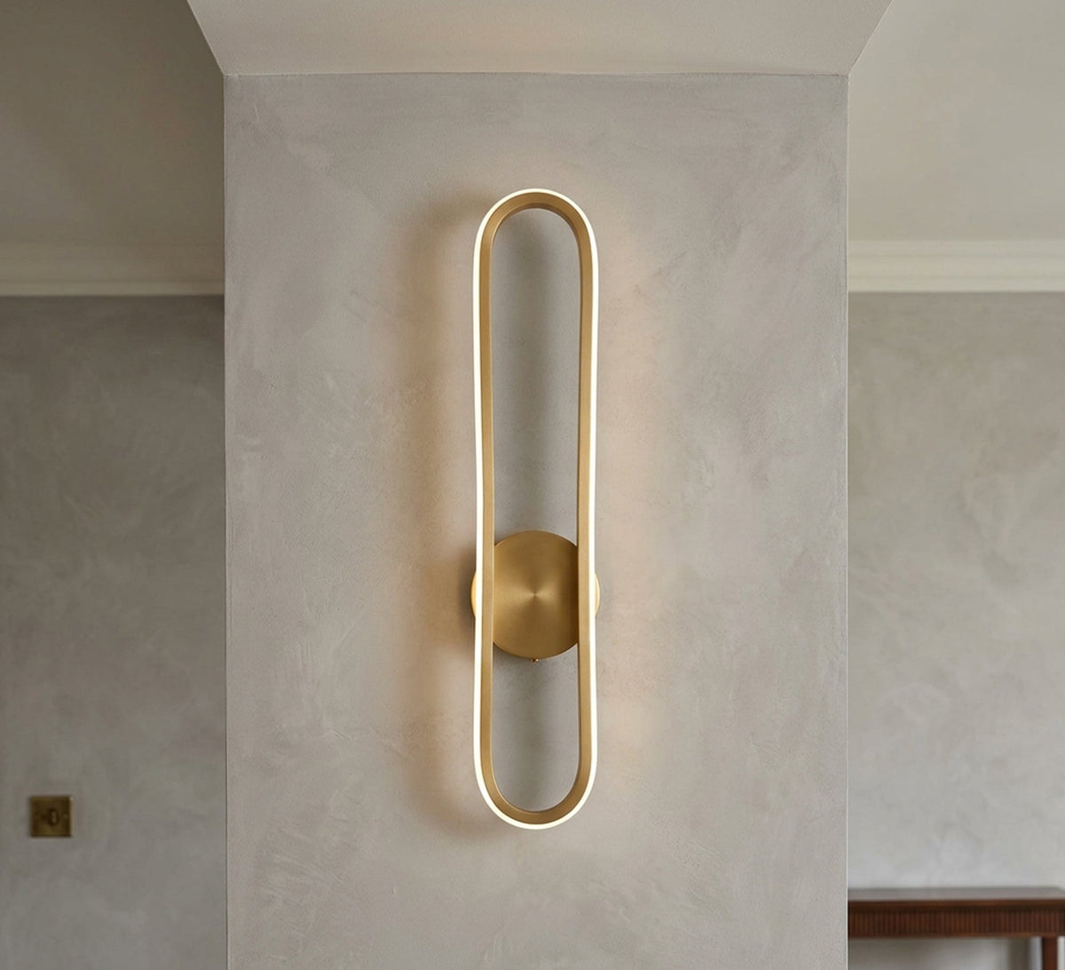 Gold LED Oval Loop Wall Light - Vitrine Furniture - Wall Sconce