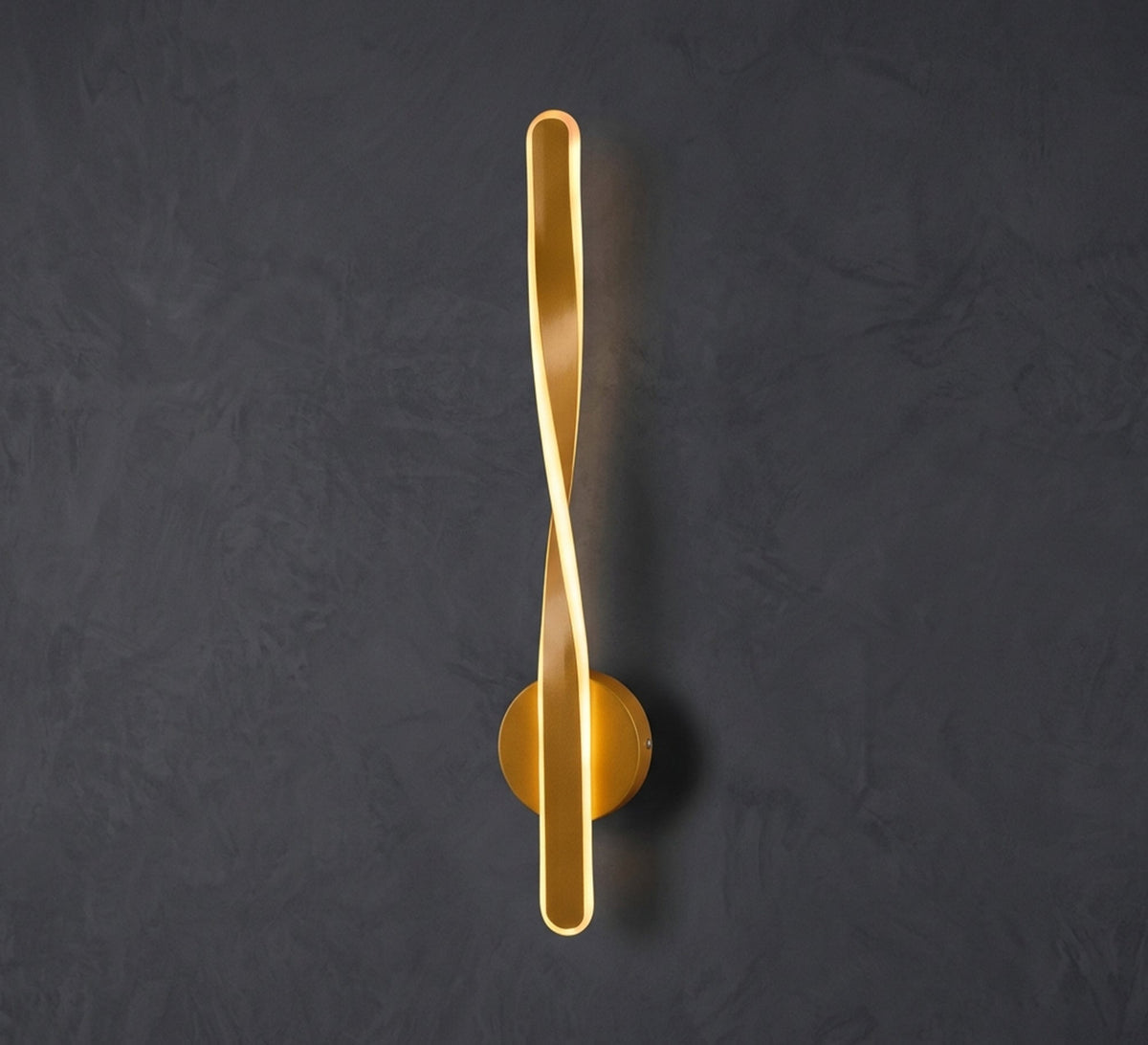 Gold LED Twisted Ribbon Wall Light - Vitrine Furniture - Wall Sconce
