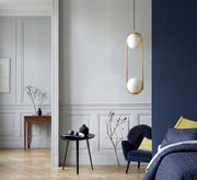 Gold Oval Double Globe Pendant Light - Vitrine Furniture - Ceiling lights