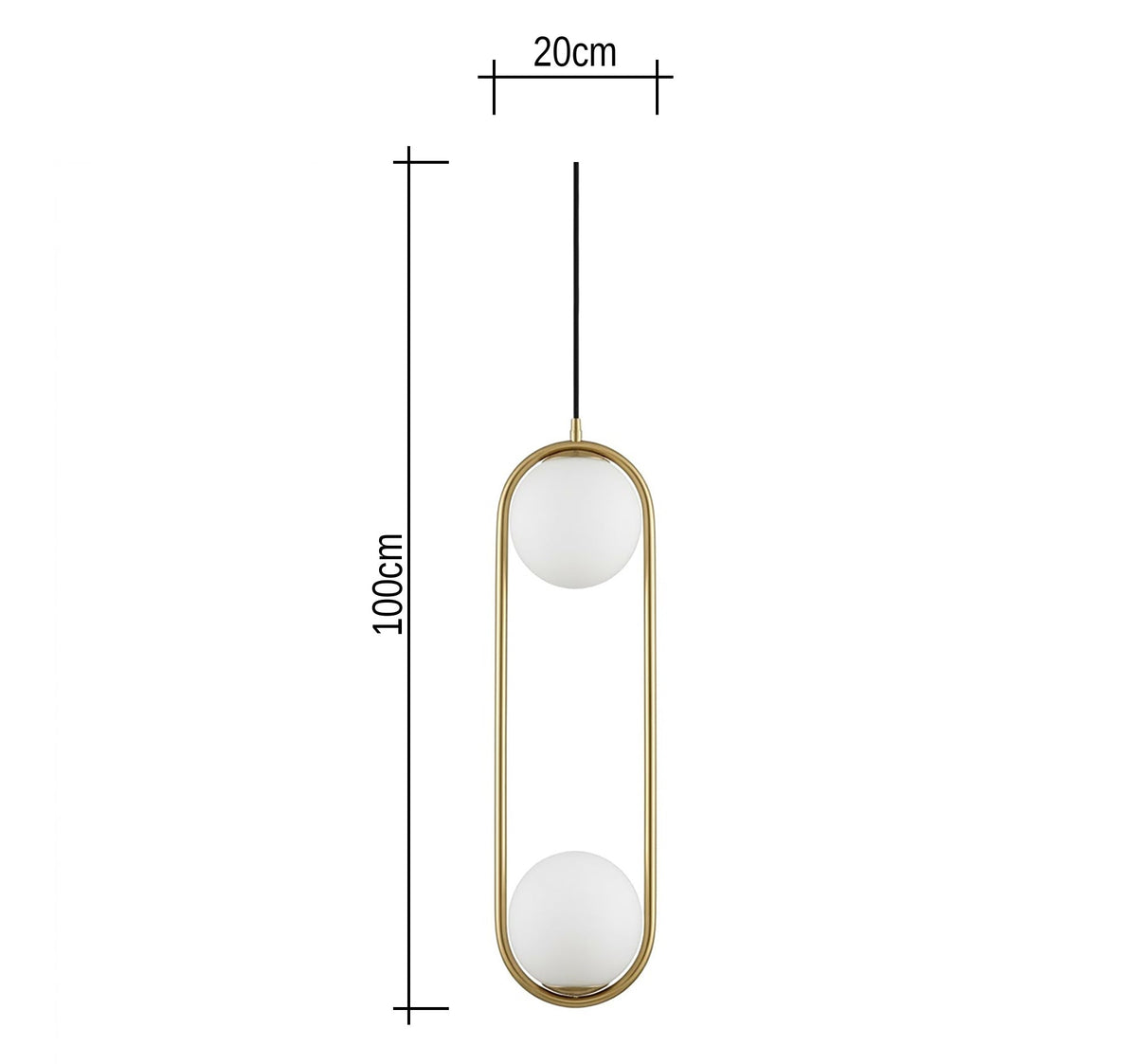 Gold Oval Double Globe Pendant Light - Vitrine Furniture - Ceiling lights