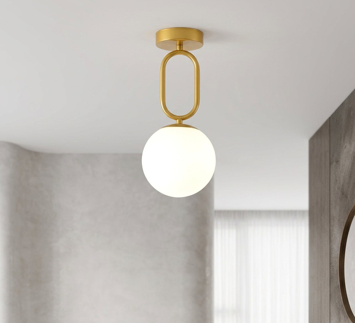 Gold Oval Link Globe Ceiling Light - Vitrine Furniture - Ceiling lights