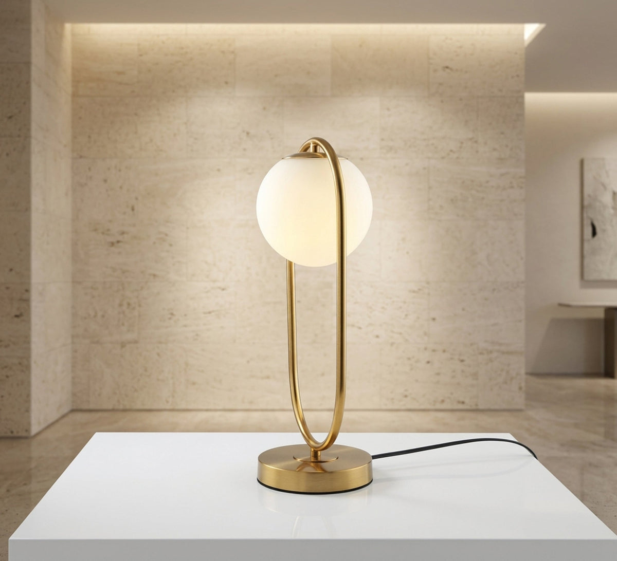 Gold Oval Loop Globe Table Lamp - Vitrine Furniture - Table lamps