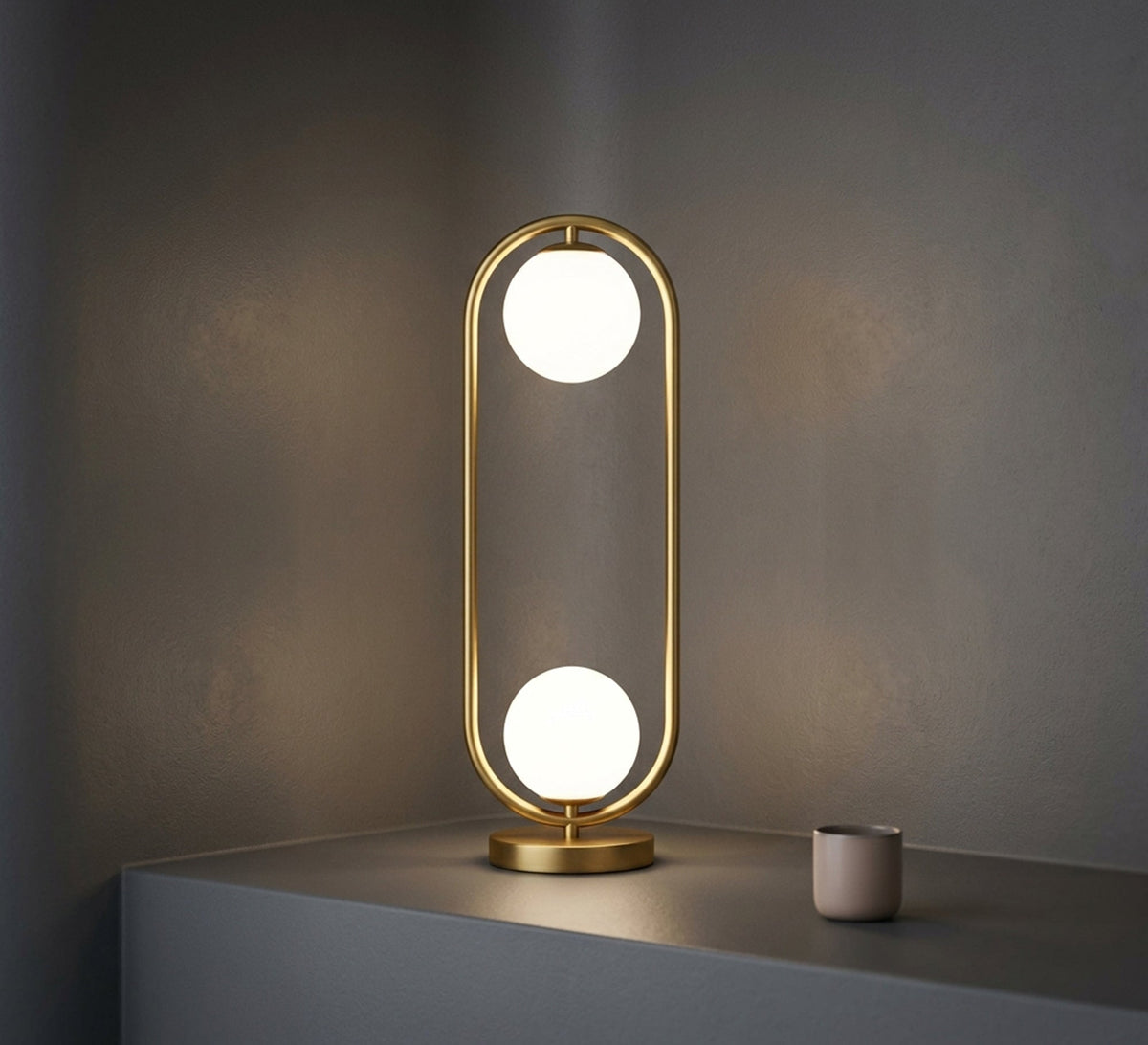 Gold Oval Twin Globe Table Lamp - Vitrine Furniture - Table lamps