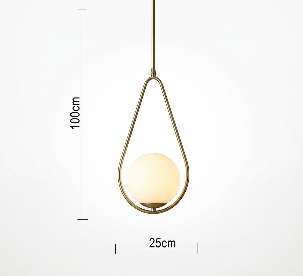 Gold pendant with a teardrop frame and a glass globe - Vitrine Furniture - Ceiling lights
