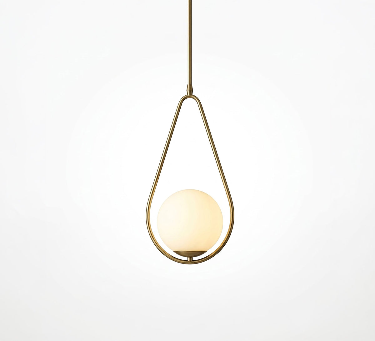 Gold pendant with a teardrop frame and a glass globe - Vitrine Furniture - Ceiling lights