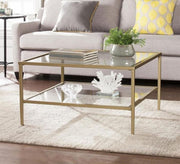 Gold - plated stainless steel table with two tops and high legs - Vitrine Furniture - Furniture