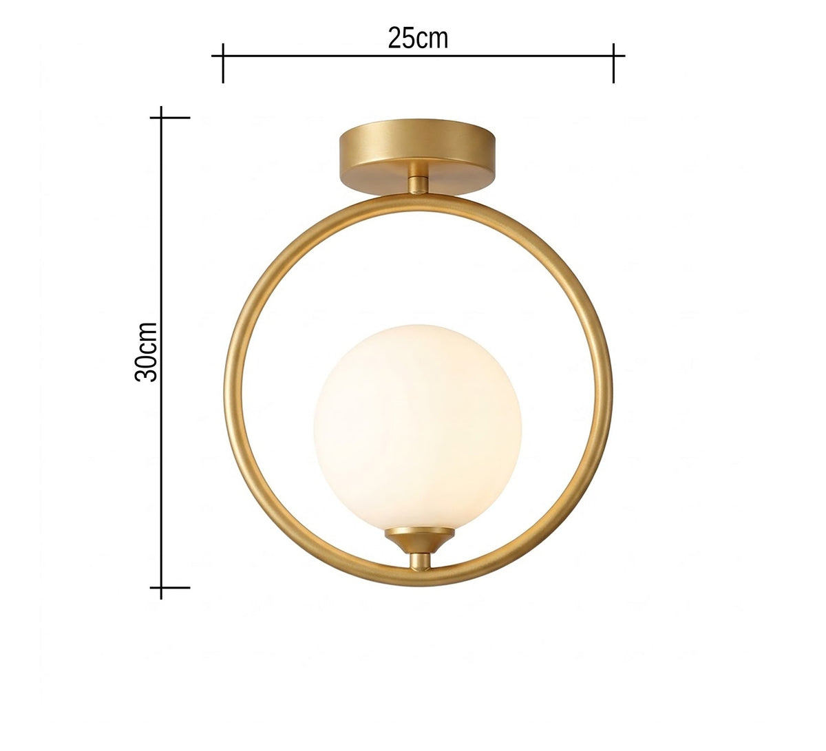 Gold Ring Globe Semi-Flush Ceiling Light - Vitrine Furniture - Ceiling lights