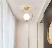 Gold Ring Globe Semi-Flush Ceiling Light - Vitrine Furniture - Ceiling lights