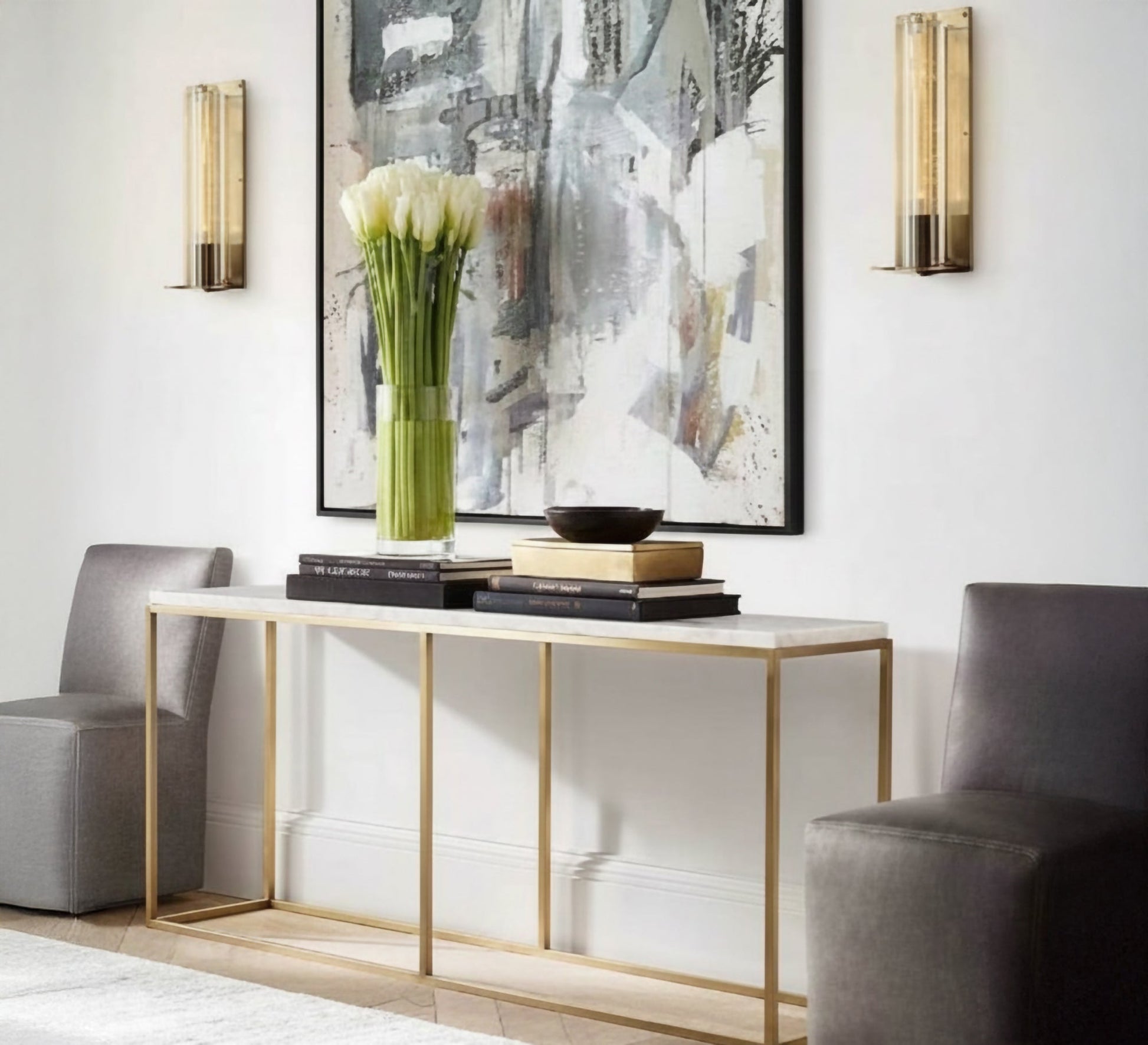 Gold steel console - Vitrine Furniture - Furniture