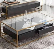 Gold steel table with black drawers - Vitrine Furniture - Furniture