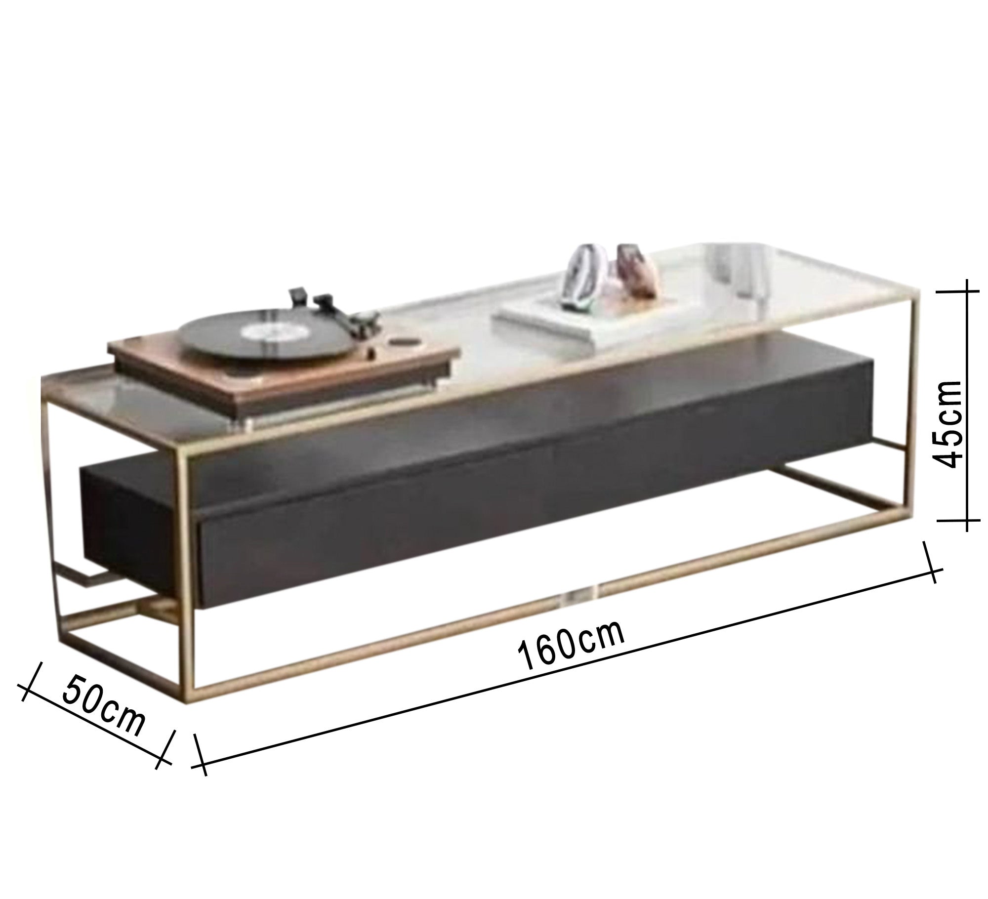 Gold steel table with black drawers - Vitrine Furniture - Furniture