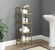 Gold storage unit with four glass shelves - Vitrine Furniture - Furniture