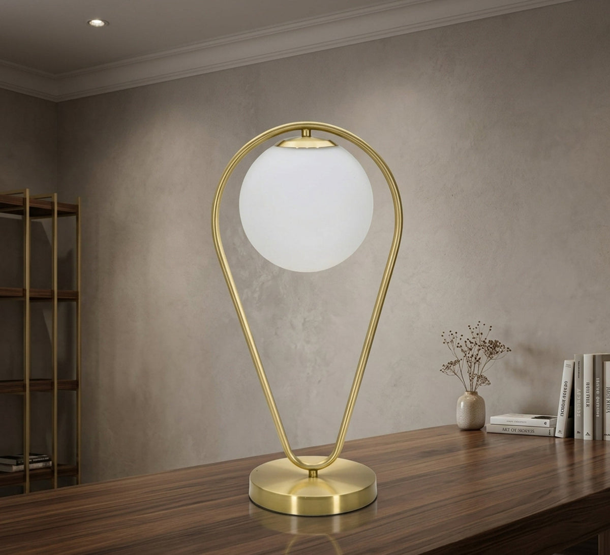 Gold Teardrop Frame Globe Table Lamp - Vitrine Furniture - Table lamps