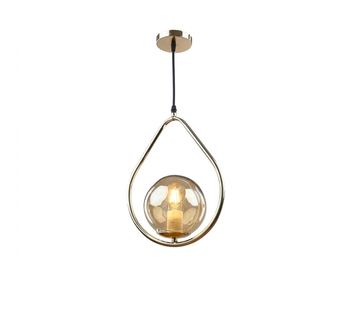 Gold Teardrop Pendant with Amber Glass - Vitrine Furniture - Ceiling lights