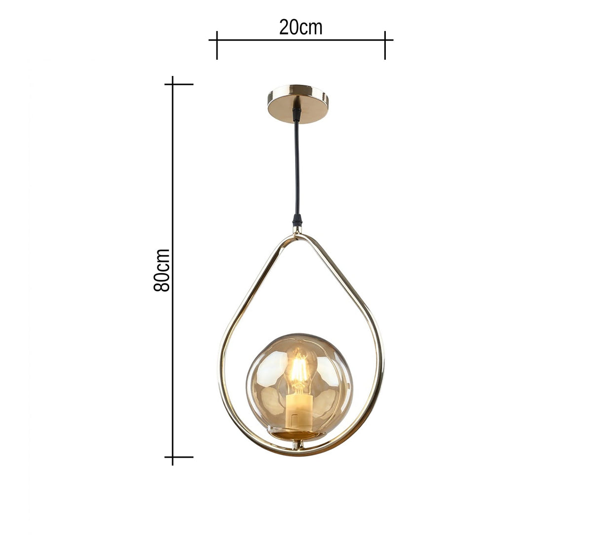 Gold Teardrop Pendant with Amber Glass - Vitrine Furniture - Ceiling lights