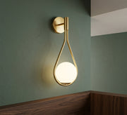 Gold Teardrop Wall Sconce with Globe - Vitrine Furniture - Wall Sconce