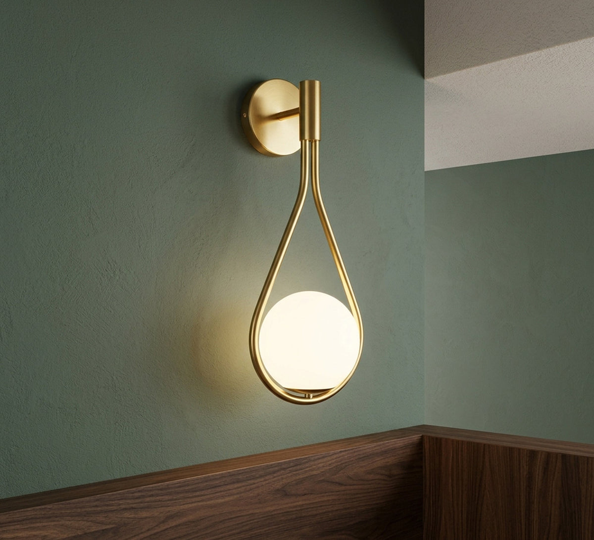 Gold Teardrop Wall Sconce with Globe - Vitrine Furniture - Wall Sconce