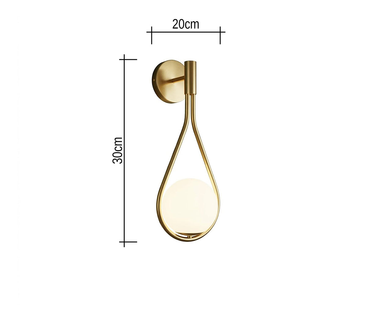 Gold Teardrop Wall Sconce with Globe - Vitrine Furniture - Wall Sconce