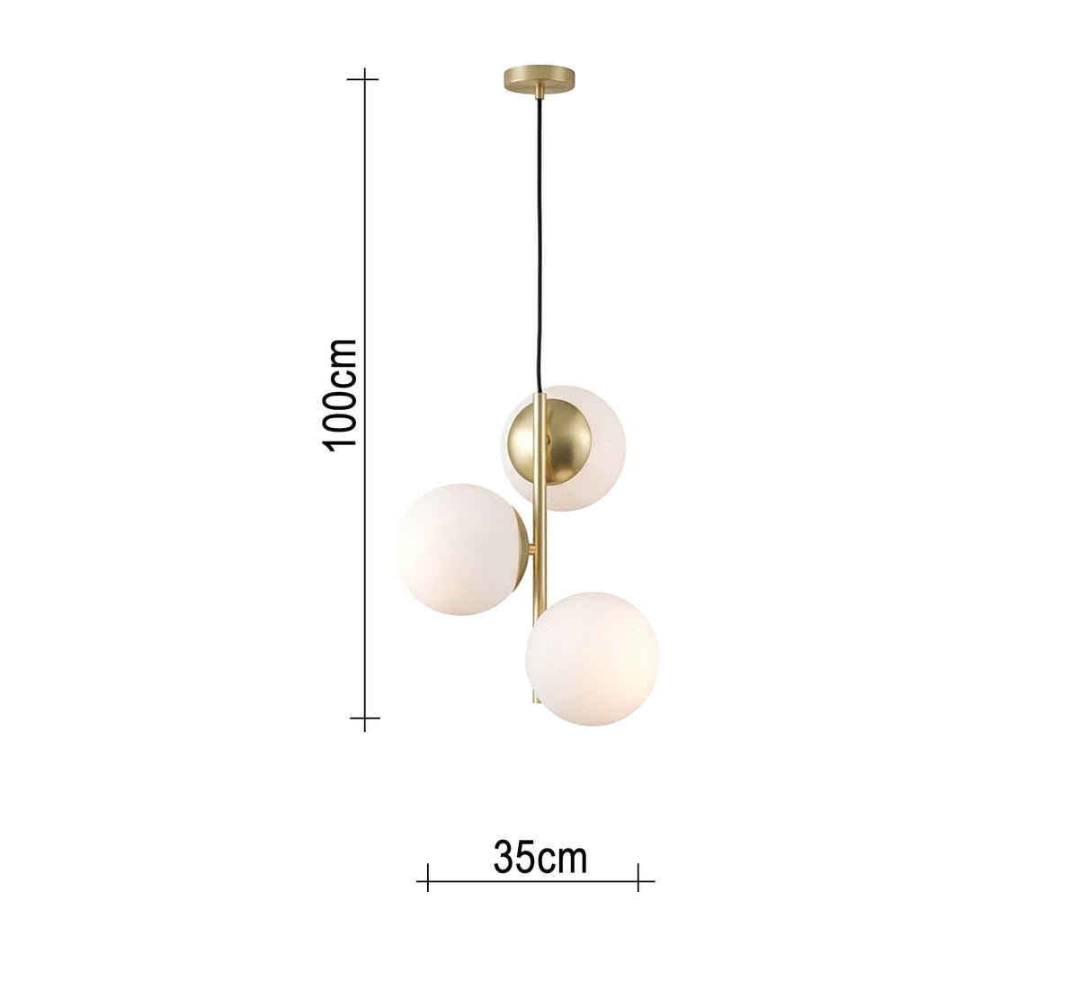 Gold three-light ceiling pendant - Vitrine Furniture - Ceiling lights