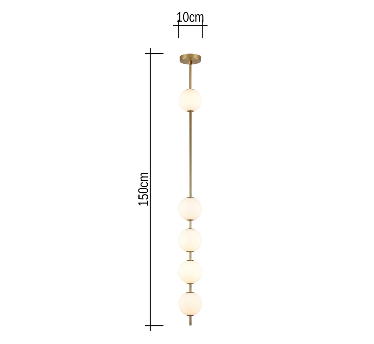 Gold Vertical Rod Five Globe Pendant - Vitrine Furniture - Ceiling lights