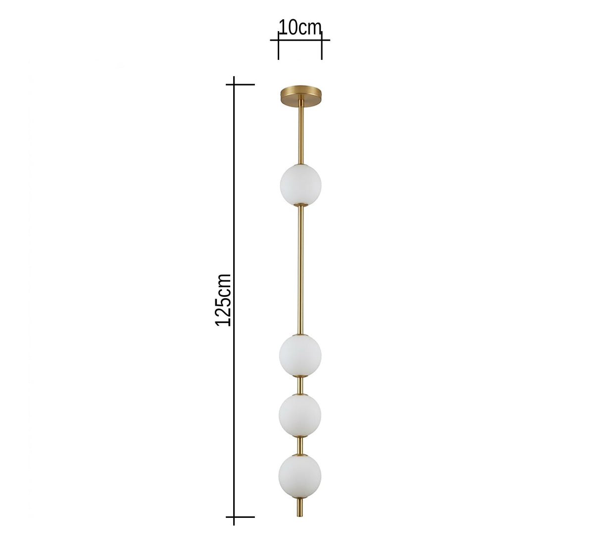 Gold Vertical Rod Four Globe Pendant - Vitrine Furniture - Ceiling lights