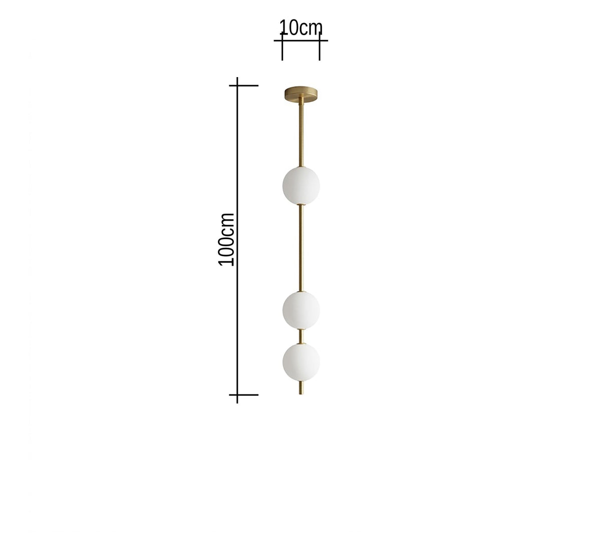 Gold Vertical Rod Three Globe Pendant - Vitrine Furniture - Ceiling lights