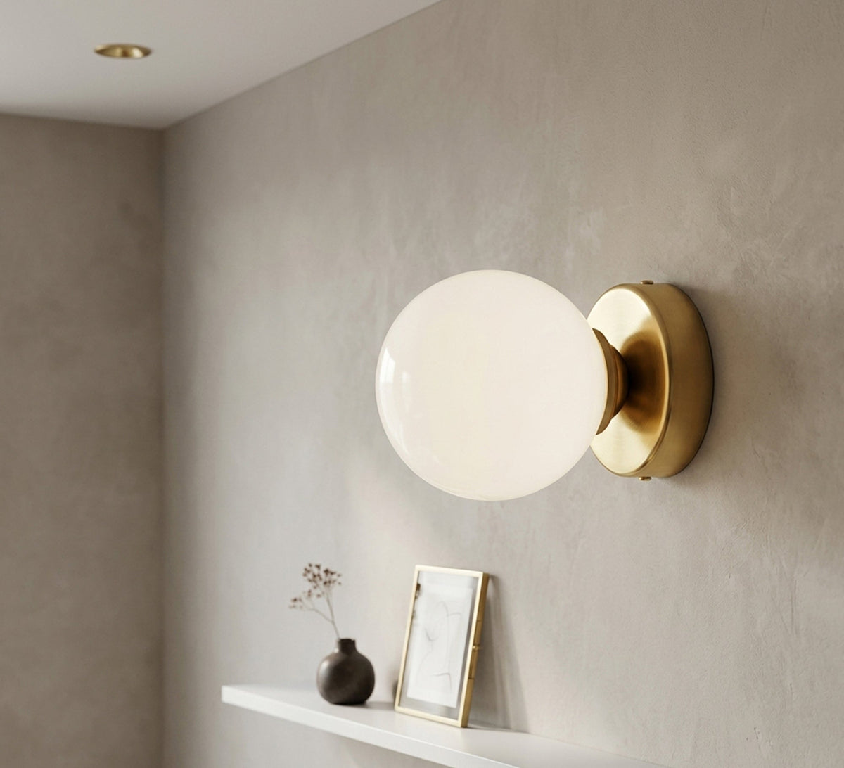 Gold Wall Sconce with Opal Globe - Vitrine Furniture - Wall Sconce