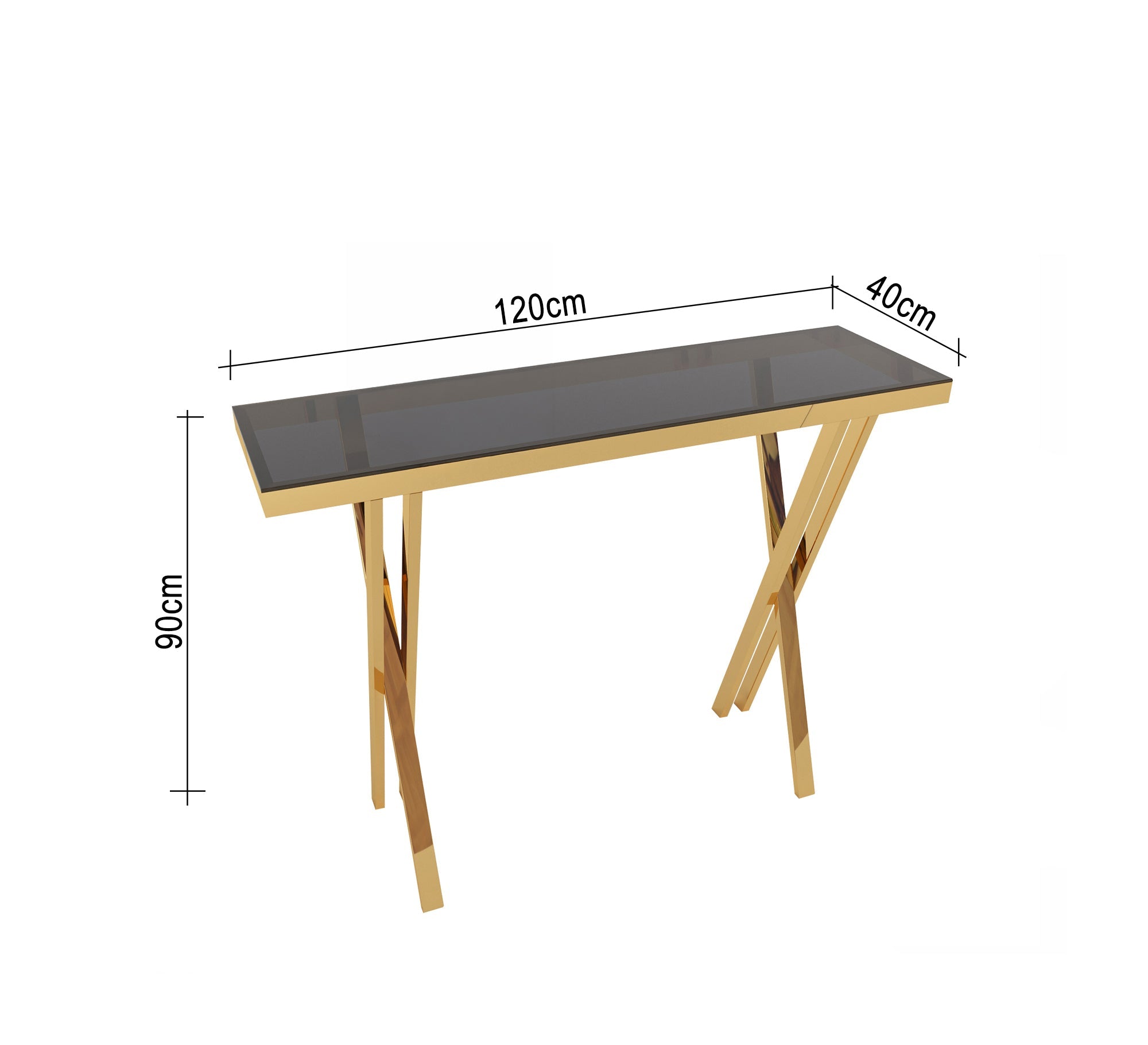 Gold X - shaped barbell console - Vitrine Furniture - Console