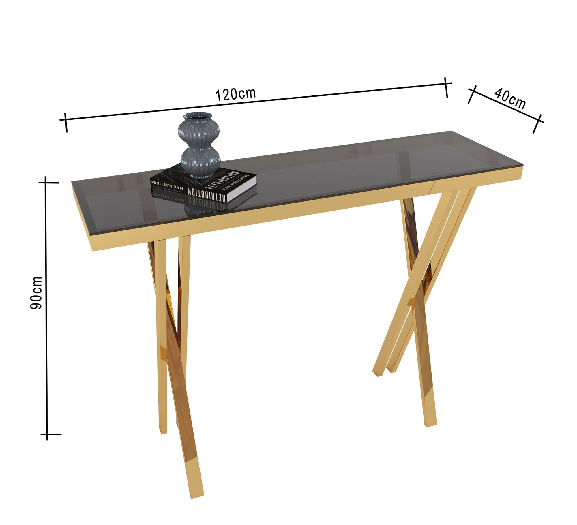 Gold X - shaped barbell console - Vitrine Furniture - Furniture