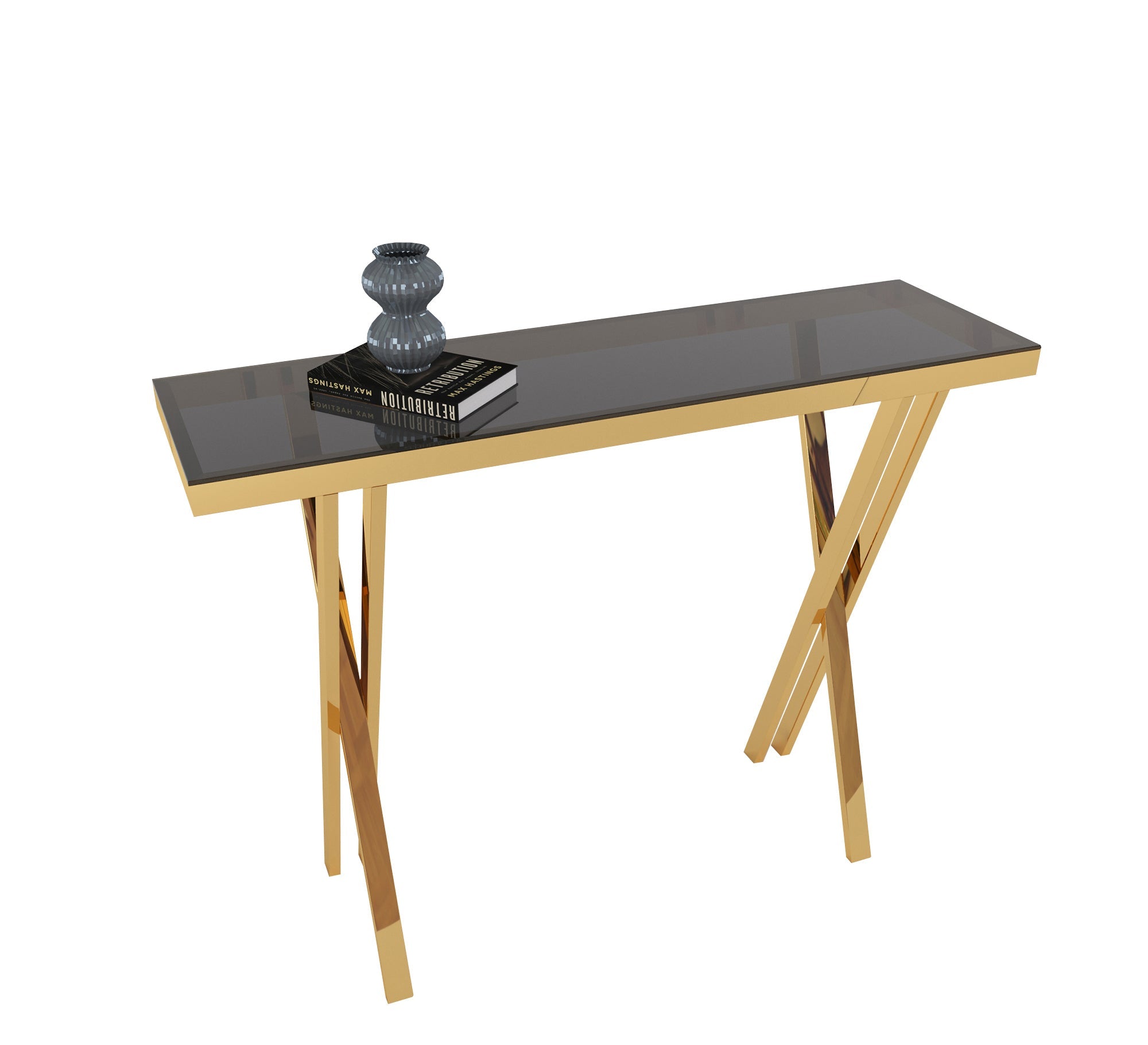 Gold X - shaped barbell console - Vitrine Furniture - Furniture